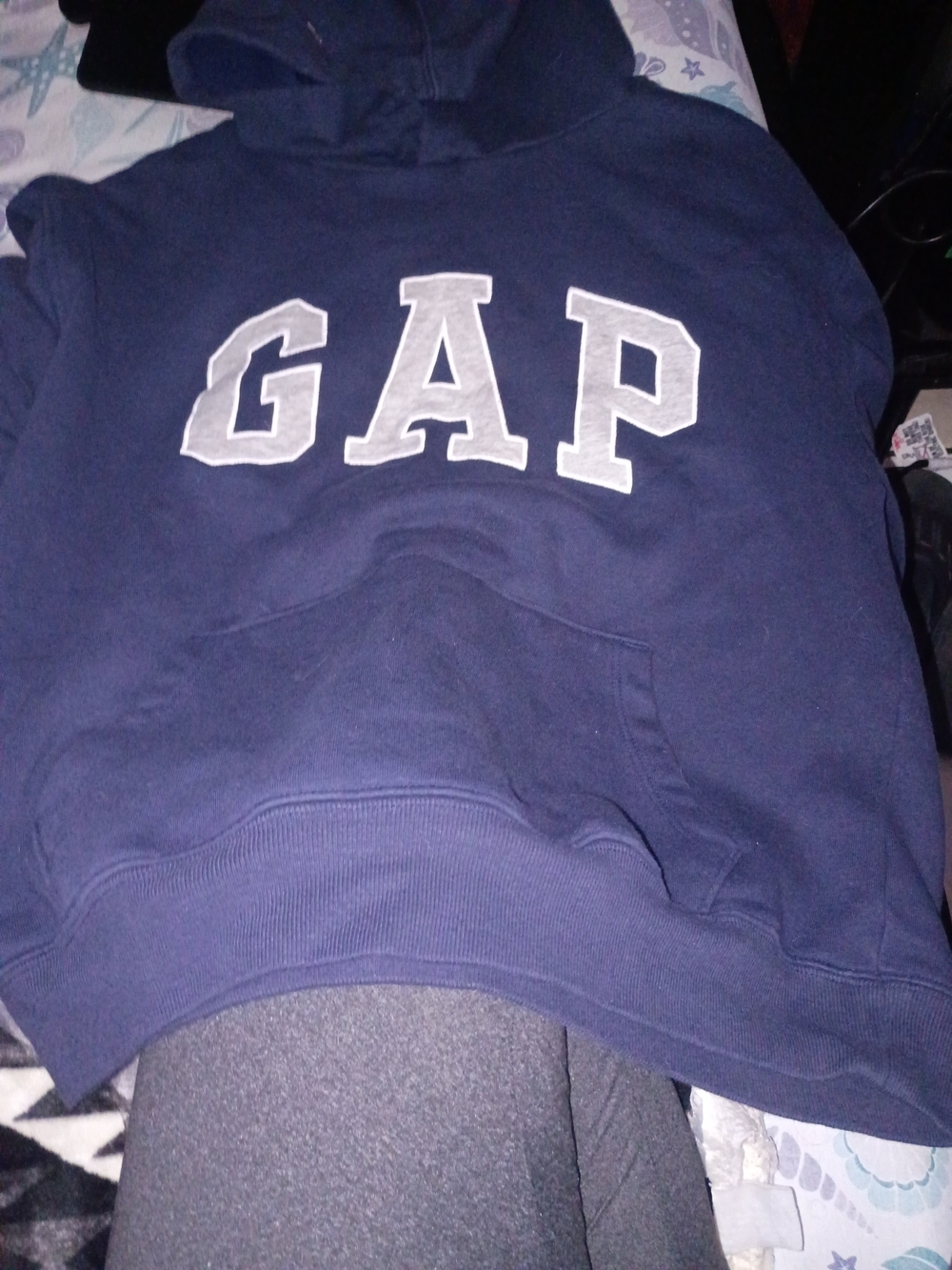 GAP Dark Blue Pullover Hoodie with White Logo